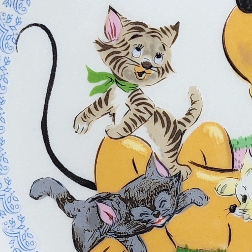 Vintage Disney‎ Pluto 1977 Mother's Day Plate Aristocats Kittens Blue Flower Rim - Picture 4 of 7